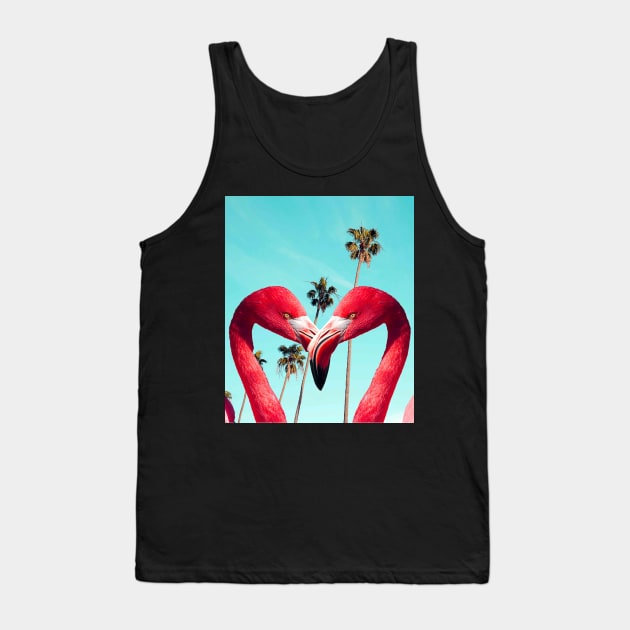 Cute Colorful Flamingo Palm Tree Tank Top by Random Galaxy